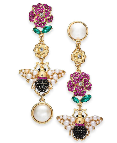 Thalia Sodi Gold-Tone Imitation Pearl & Crystal Bee & Flower Mismatch Drop